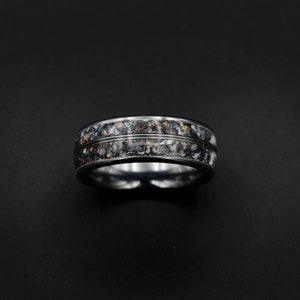 READY TO SHIP meteorite ring, opal ring, Glow in the dark ring, glow ring, Platinum ring, tungsten ring men, Lunar jewelry, meteorite ring