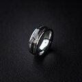 Gibeon Meteorite & Megalodon Fossil Tungsten Wedding Band 8mm – Glow Inlay – 18K Gold Wire – Comfort Fit Men’s Ring product logo