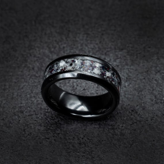 Men s Rainbow Moonstone Ring Tungsten Wedding Band for Him Black Ceramic Crystal Inlay Ring Wide Ring Band for Him Gift for Husband Etsy