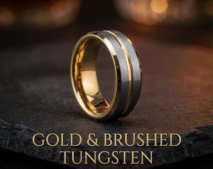 Gold tungsten ring, Cheap wedding ring, unique wedding band, cheap ring, couple ring, cheap jewelry, cool man, mens wedding