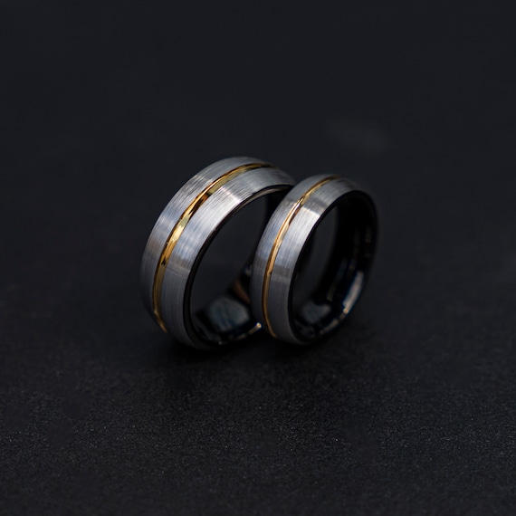 Fasce Da Uomo Anelli Di Tungsteno 8mm Anello Di Nozze Nero Per