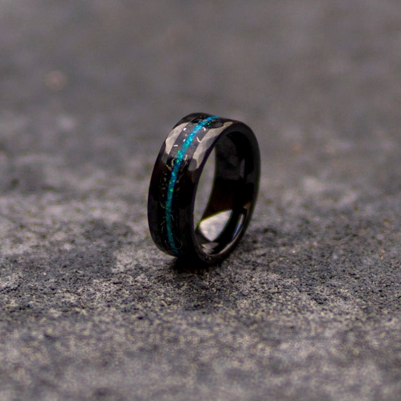 ceramic ring. meteorite ring meteorite tungsten ring wedding opal ring boyfriend gift Black galaxy ceramic ring mens wedding band
