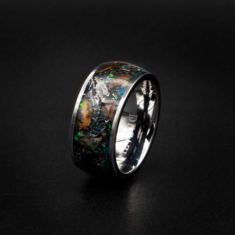 Dinosaur bone ring with Genuine tyrannosaurus and meteorite shavings. image 6
