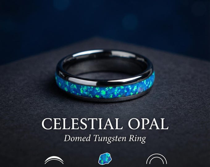 Blue opal ring, mens wedding band, mens ring, handmade wedding band, mens engagement ring, mens wedding bands, | decazi