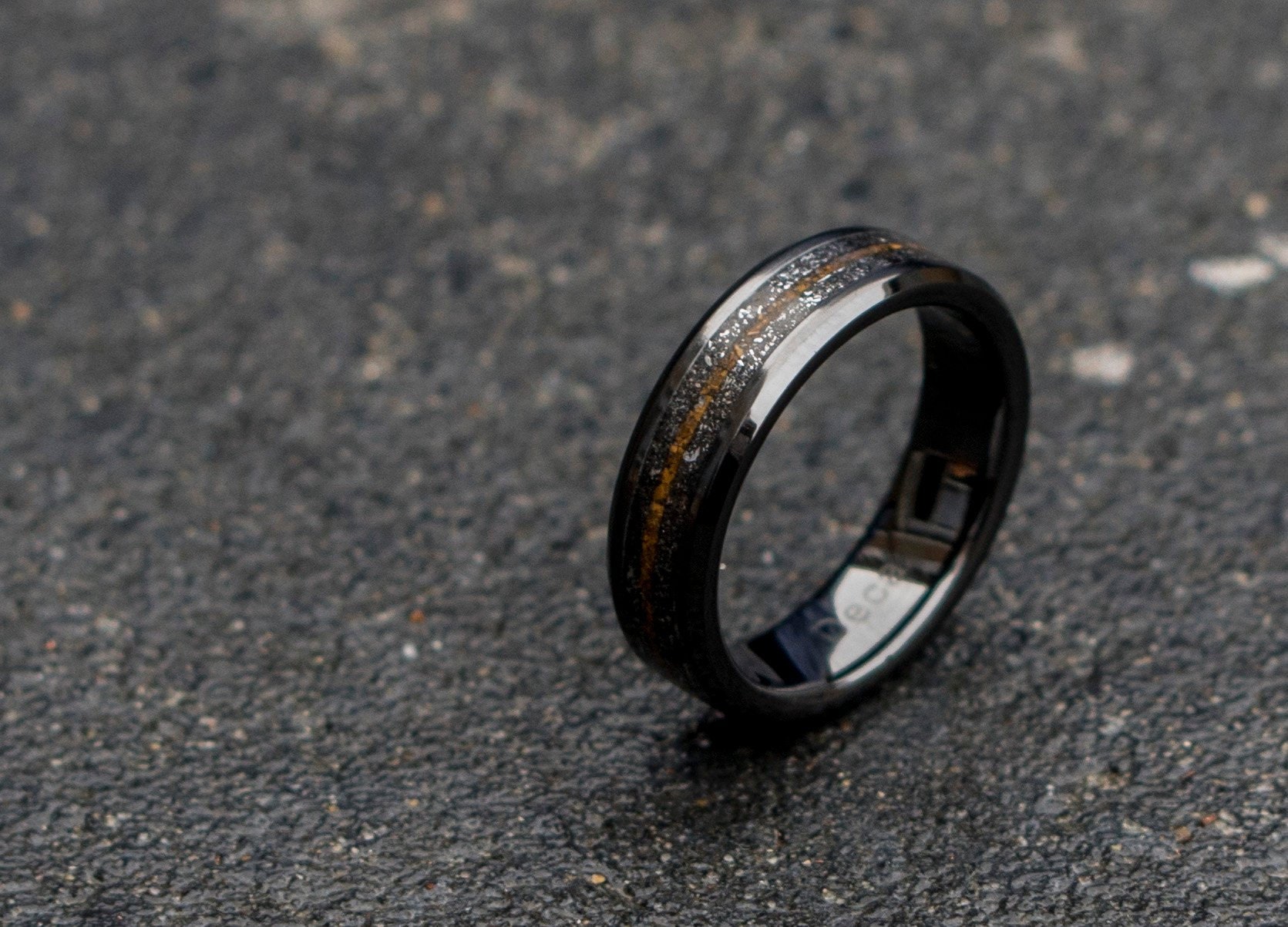 Mens wedding ring, meteorite ring, meteorite ring men ...