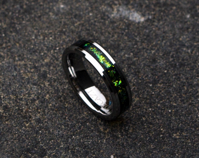 opal engagement ring. 4mm tungsten ring. Stackable ring. stacking rings. stackable ring set. mens wedding ring. tungsten ring for men.