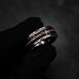 Spinosaurus/Megalodon Dinosaur bone ring, handmade jewelry, meteorite, tungsten wedding band, mens wedding band, unique ring Decazi image 2