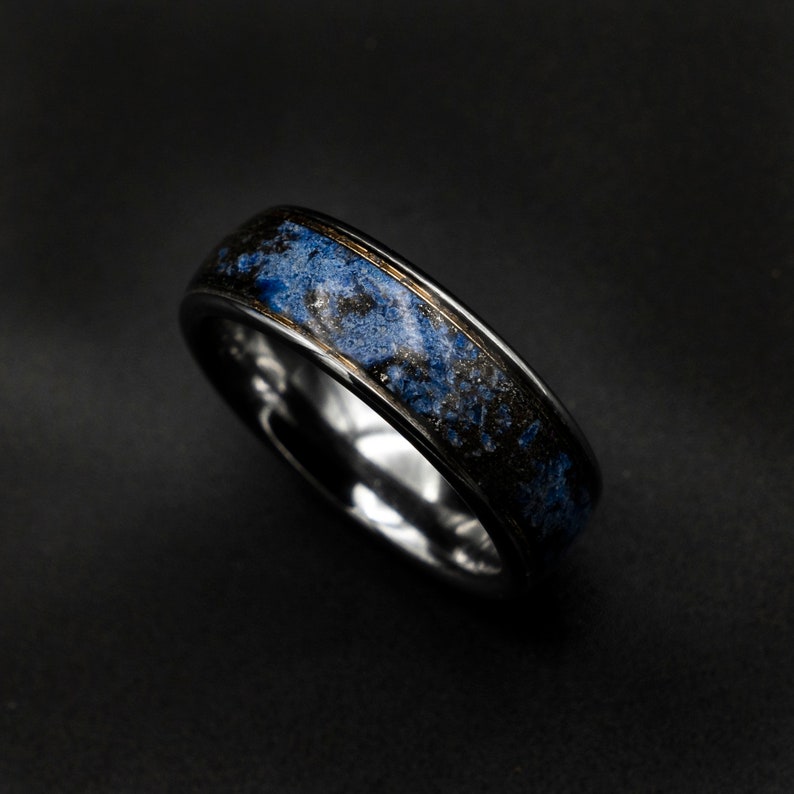 Lapis Lazuli Ring Gold Meteorite Ring Wedding Band Mens Raw - Etsy
