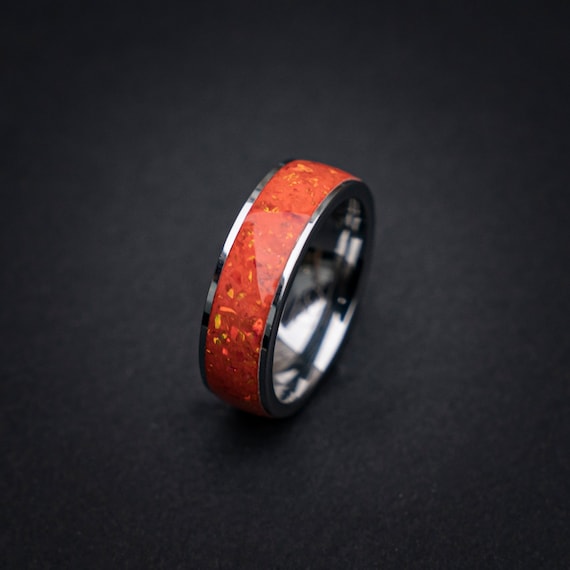 アクセサリー iolom Irregular Melt Ring Burnt Glaze Handmade Mood Changing Ring, Thermochromic Ring, Mexican Fire Opal