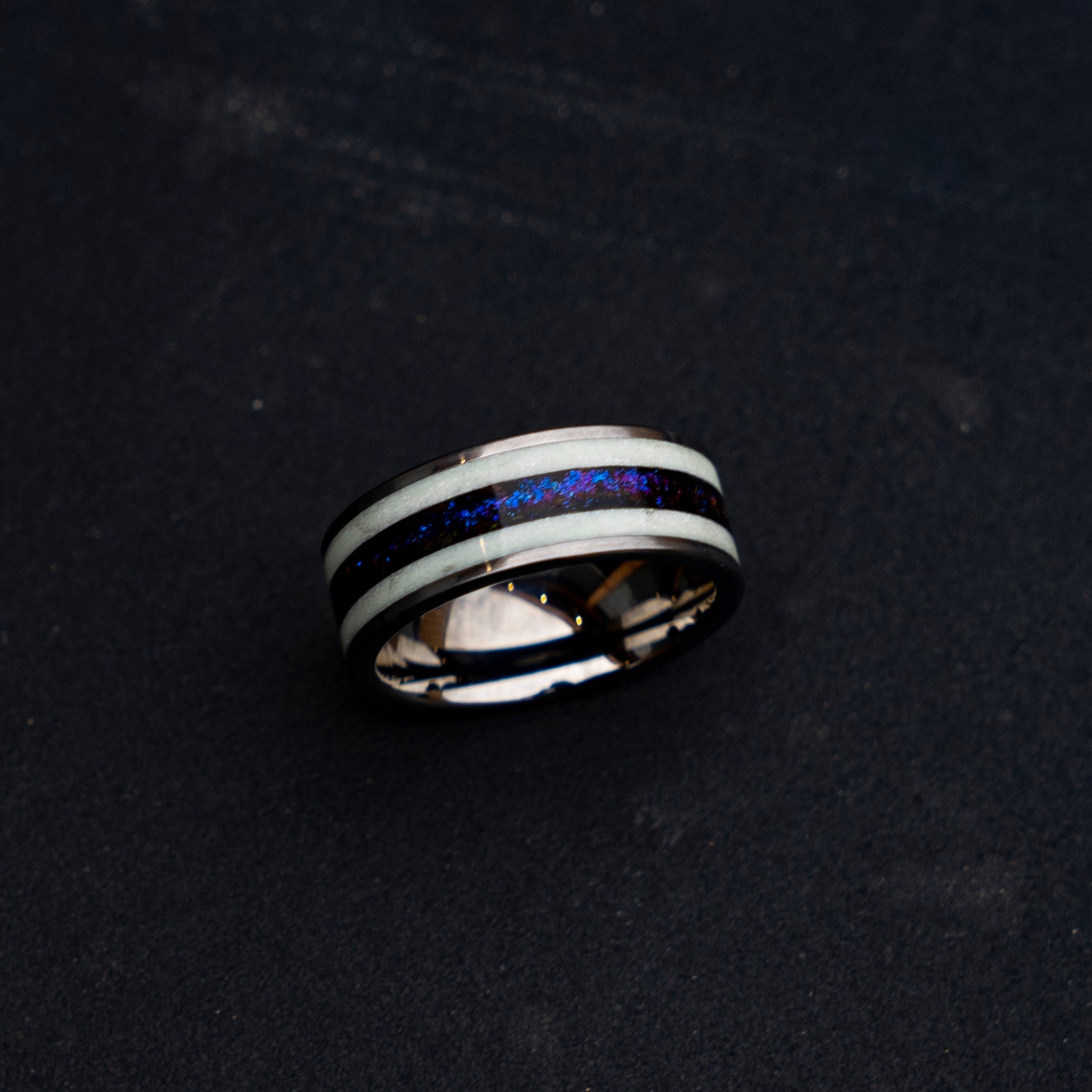 Glow in the dark ring, glow ring, mens wedding band, tungsten ring men