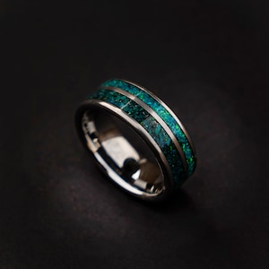 glow ring, healing jewelry, Quantum Quattro ring, Healing crystal ring, chrysocolla jewelry, Malachite ring, dioptase ring, chrysocolla ring