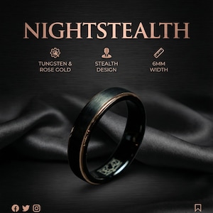 Men's Tungsten Wedding Band, Tungsten Ring, Black Tungsten Ring, Rose Gold Tungsten Ring, Tungsten Band, Personalized Ring | Decazi