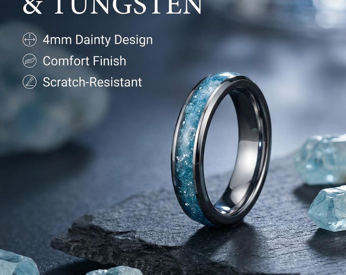 Aquamarine ring men, aquamarine engagement ring, Ringband, Healing crystals, Glowstone ring, Healing crystal jewelry, healing jewelry.