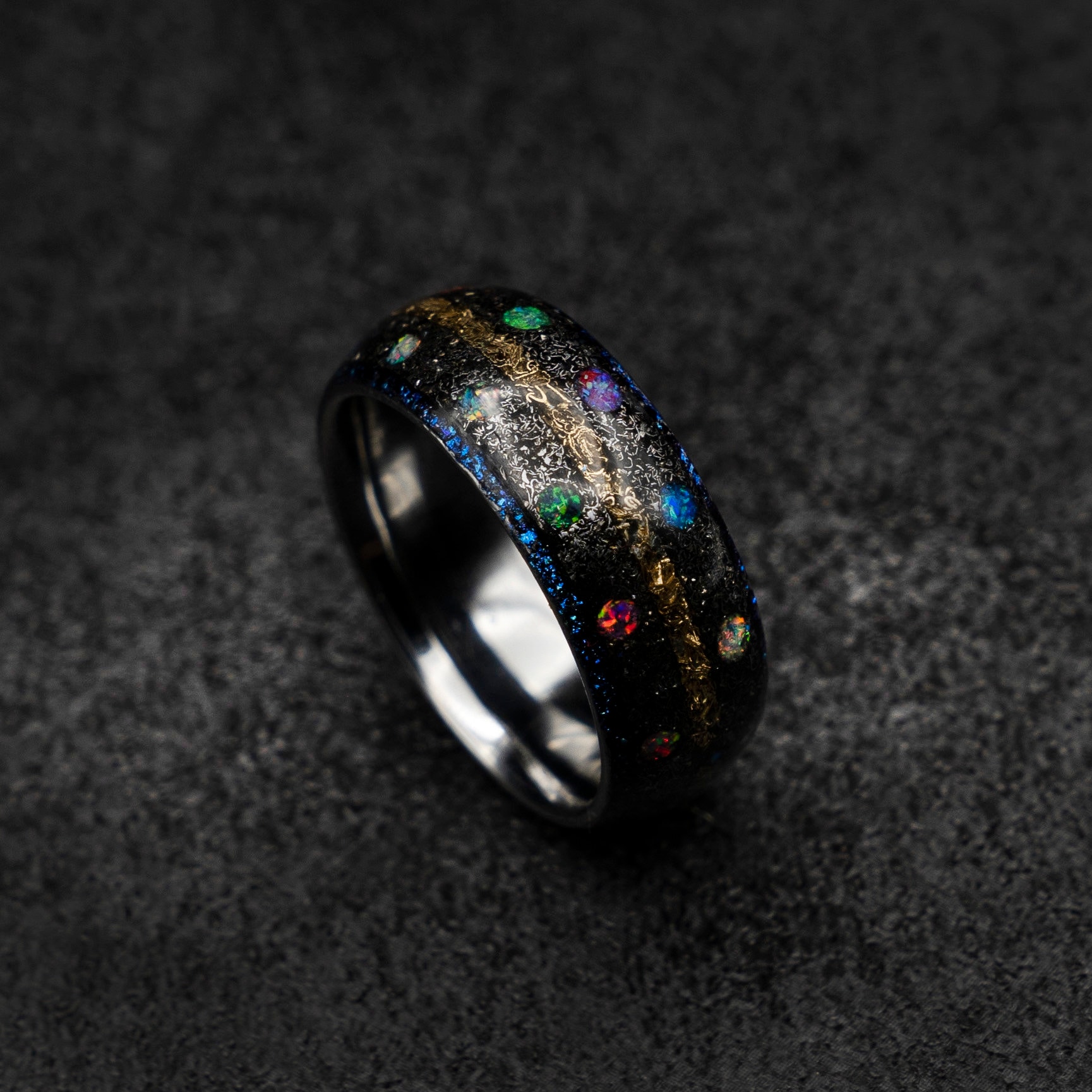 marvel infinity ring, Meteorite ring, Opal ring, tungsten