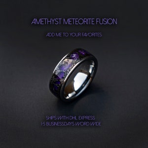 Amethyst ring, Mens tungsten ring, healing jewelry, Healing crystal ring, Amethyst jewelry, gift for grandma, Glowstone ring, Handmade