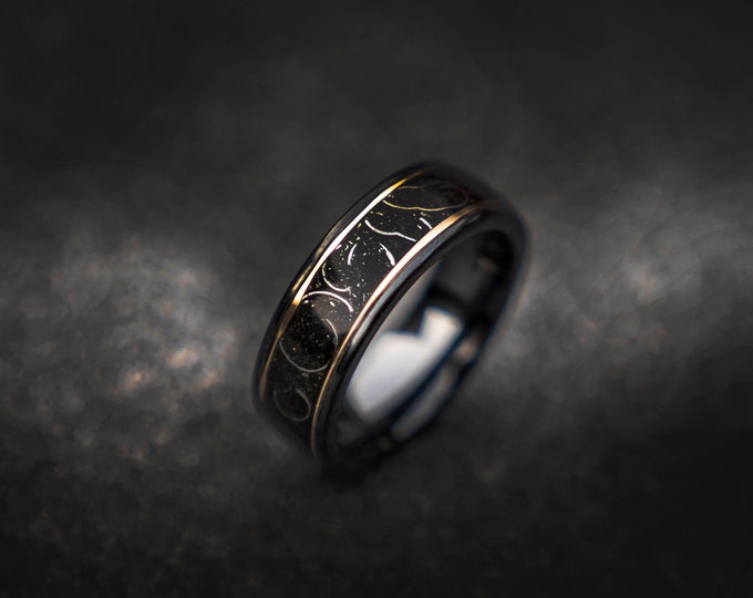 Custom Mens meteorite ring, handmade jewelry, Gibeon meteorite, ceramic wedding band, mens wedding band, unique ring | Decazi