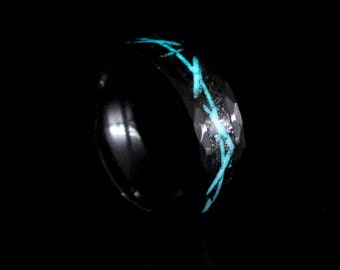 Anneau en céramique Venom Black Hammerd, Bande de mariage météorite pour hommes, Bague de super-héros en cristal d’opale martelée, Bijoux d’anime personnalisés, Bague en tungstène