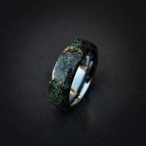 moss agate silver tungsten ring, moss agate engagement ring, moss agate jewelry, moss agate wedding ring set, green moss agate ring, Decazi imagen 10