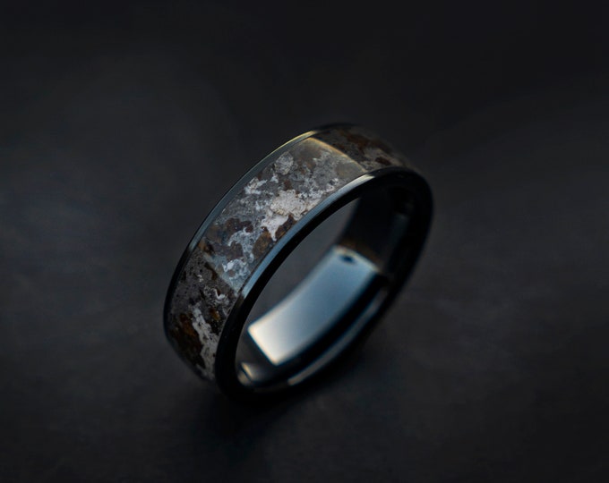 Blood moon meteorite ring with Genuine moon meteorite, James webb, Mens meteorite ring, meteorite ring, mens wedding band | Decazi
