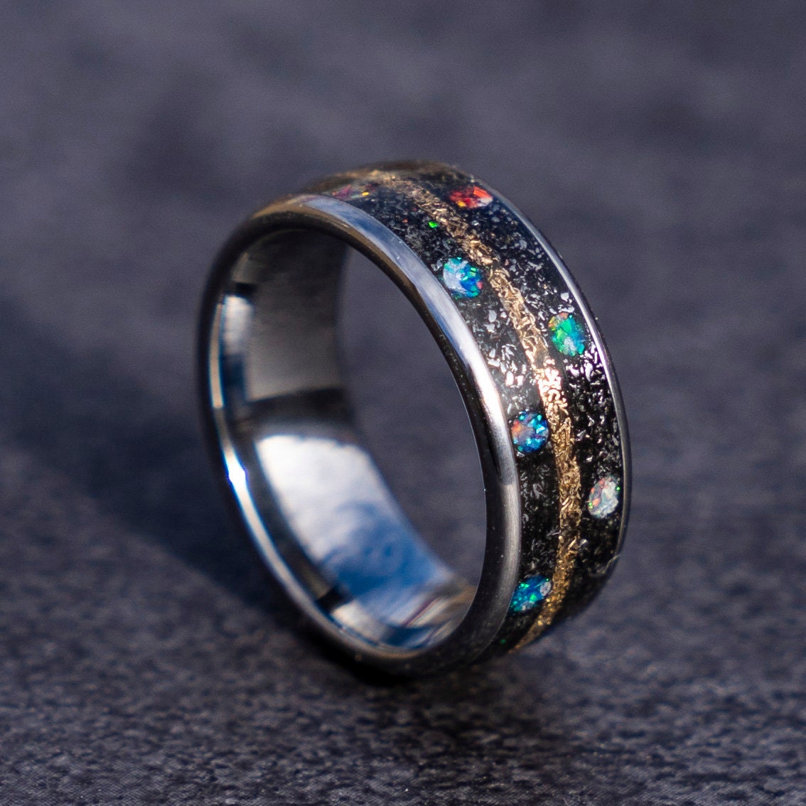 marvel infinity ring, Meteorite, mens opal, Lunar jewelry