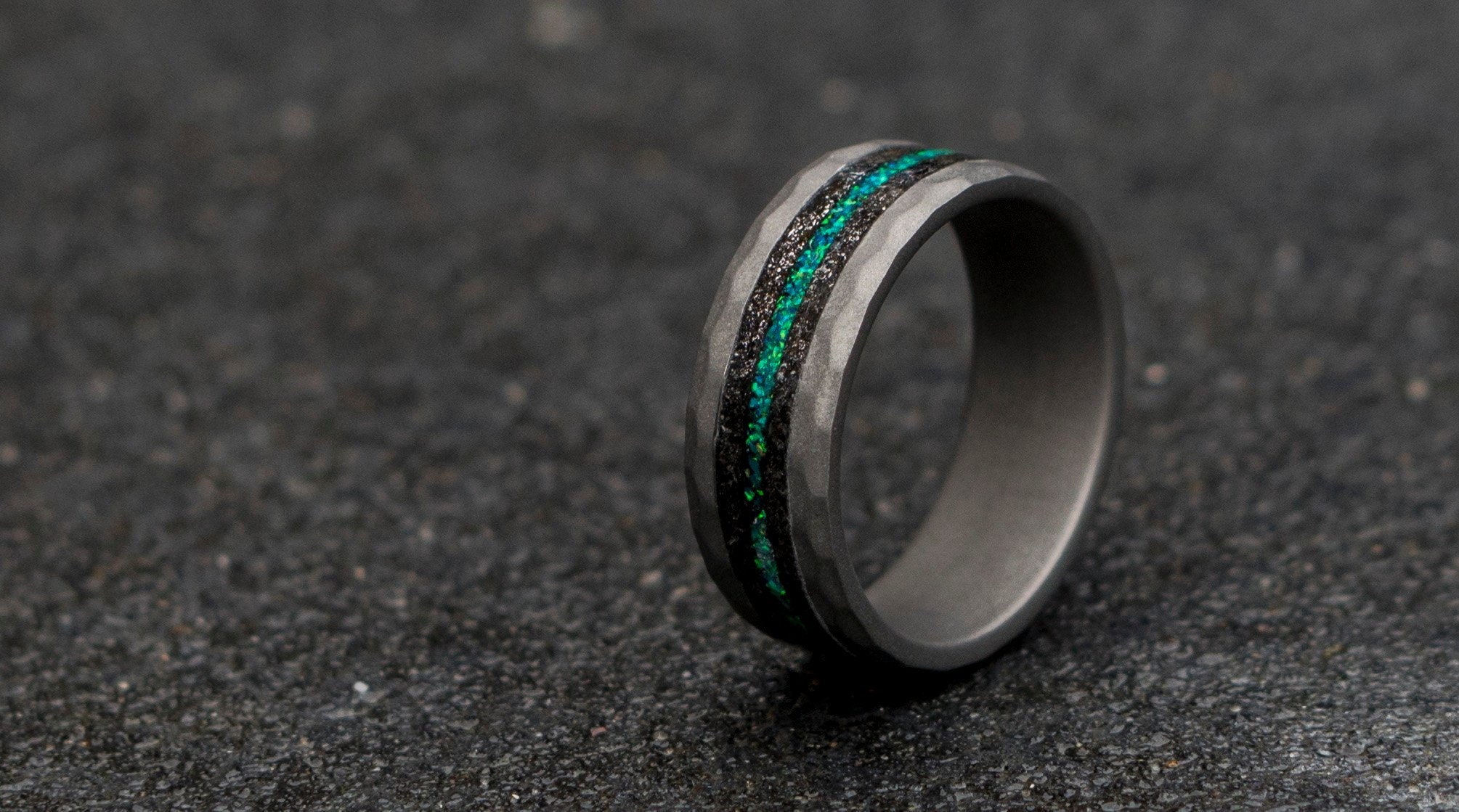 tungsten ring. Meteorite ring. mens wedding band. opal ring. wedding ...