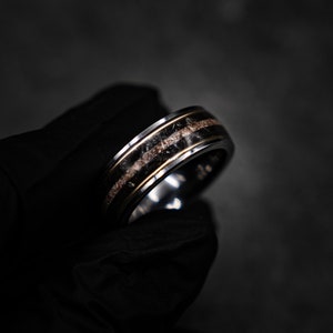 Spinosaurus/Megalodon Dinosaur bone ring, handmade jewelry, meteorite, tungsten wedding band, mens wedding band, unique ring Decazi image 4