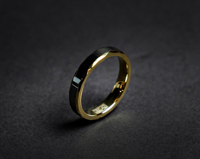 Mens Wedding Band, Tungsten Ring Yellow Gold, Wedding Ring 6mm, Engagement Ring, Promise Ring, Rings for Men, Gold Ring, Mens Ring