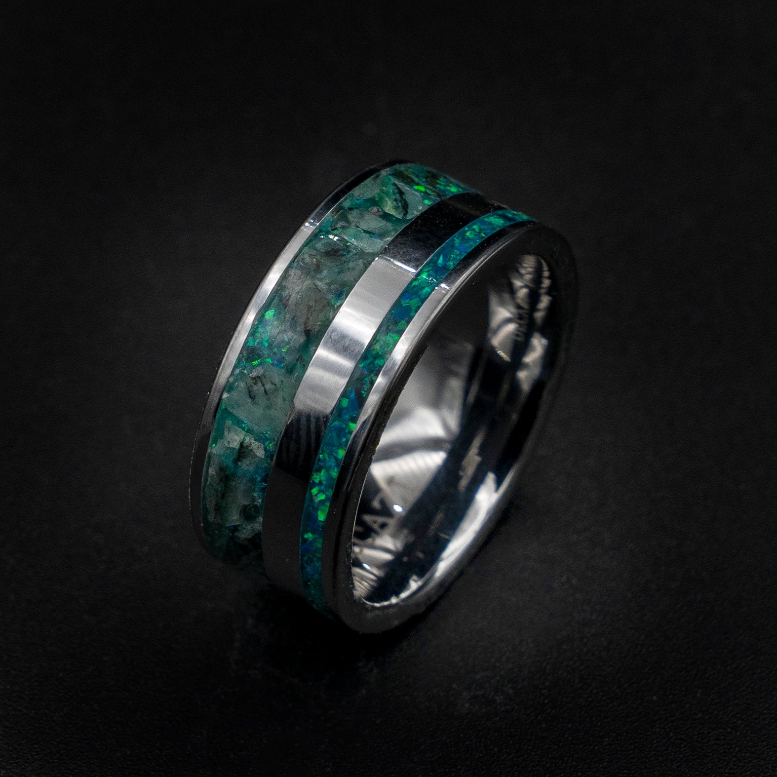 glow ring, healing jewelry, Quantum Quattro ring, Healing crystal ring, chrysocolla jewelry