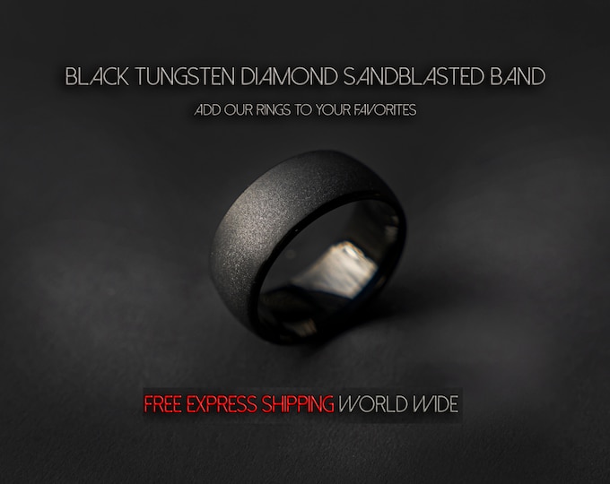 black mens wedding band with sandblasted finish, Black tungsten band, Black tungsten ring men, black tungsten band, mens wedding ring