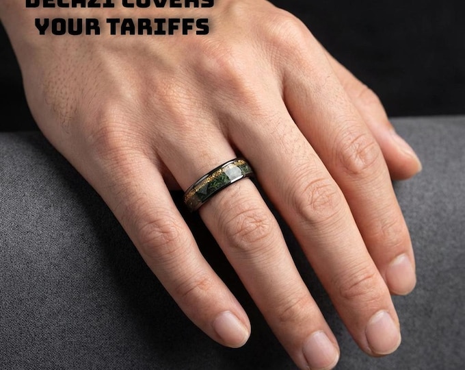 Moss Agate Jewelry, Moss Agate Wedding Ring, Engagement Ring, Green Moss Agate ring, Gold Leaf, Unique Ring, Handmade Jewelry | Decazi