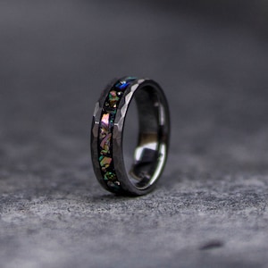 Abalone Wolfram Ring, Wolfram Ring, Abalone Ring Herren ehering, Abalone Muschel, personalisierter Ring. Bild 1