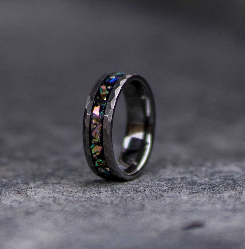 Abalone tungsten ring, tungsten ring, Abalone ring mens wedding band, Abalone shell, personalized ring. image 1