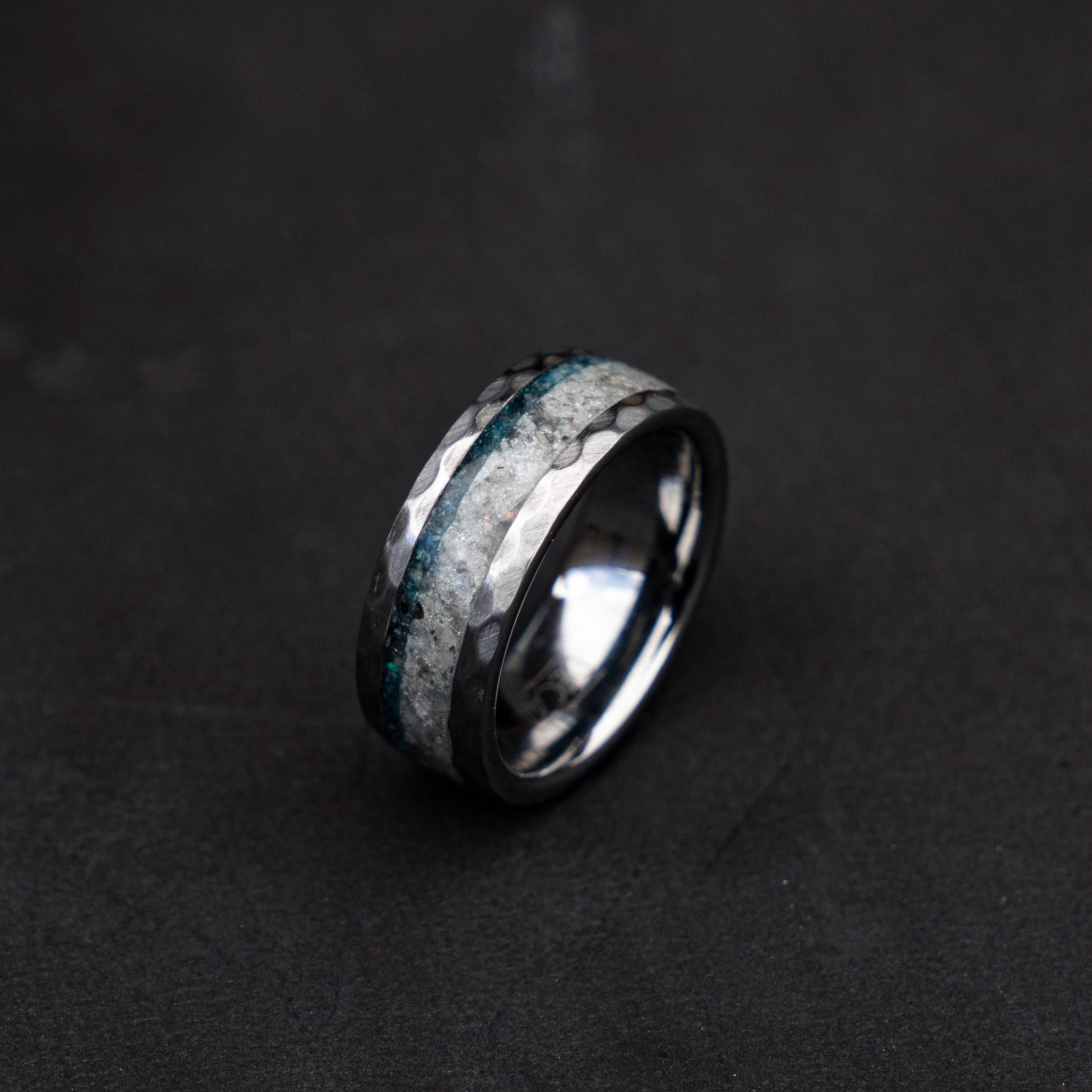 Mens wedding band with hotsell aquamarine