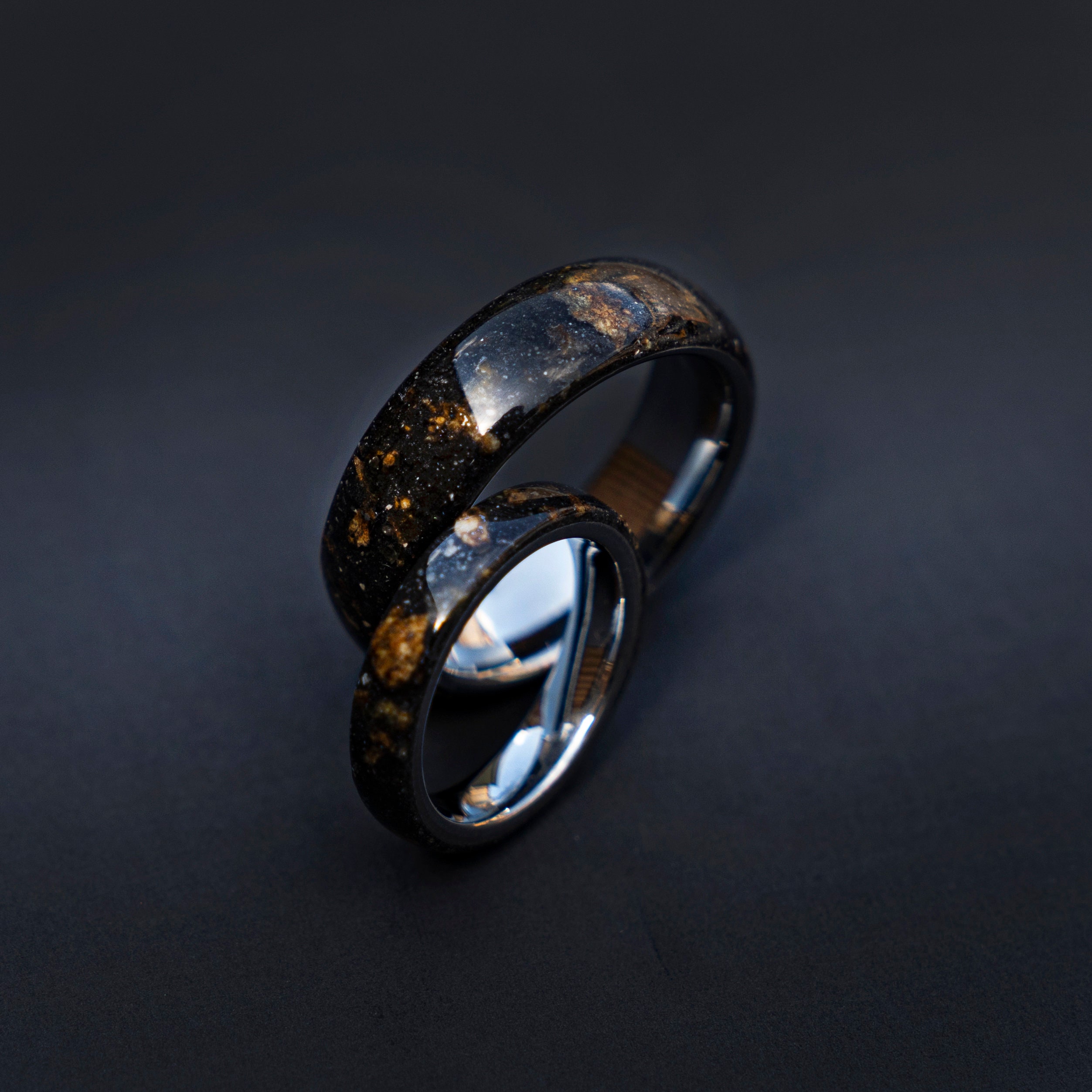 meteorite ring, Men's Meteorite Wedding Band, Lunar Jewelry for Him