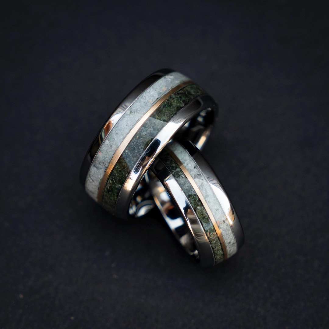 Lunar Ring Silver Band Gold Wire Mixed Bead Large - Amy Tamblyn main image 0