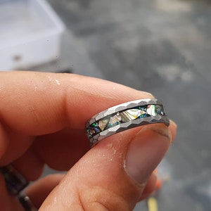 Abalone tungsten ring, tungsten ring, Abalone ring mens wedding band, Abalone shell, personalized ring. image 9