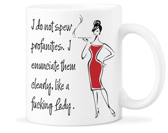 Sassy Lady Ceramic Coffee Mug - 'Do Not Spew' Quote