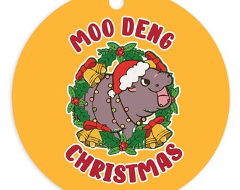 Moo Deng Christmas Ornament