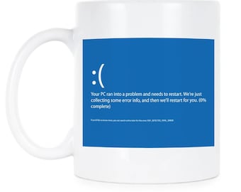 Funny Blue Screen of Death Mug for Tech Lovers and IT Professionals