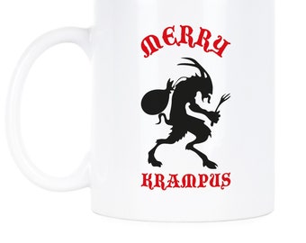Krampus Gothic Christmas Mug, Scary Holiday Folklore Coffee Cup, Funny Stocking Stuffer Gift