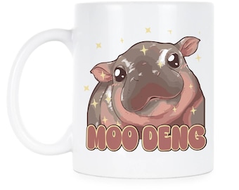 Cute Moo Deng Baby Hippo Mug - Funny Animal Coffee Cup Trending Gift