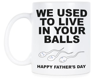 We Used to Live in Your Balls Mug Happy Father's Day Gift For Dad Funny Fathers Day Funny Dad Mug