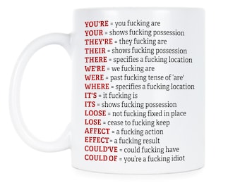 Funny Grammar Police Mug for English Teachers and Office Coworkers