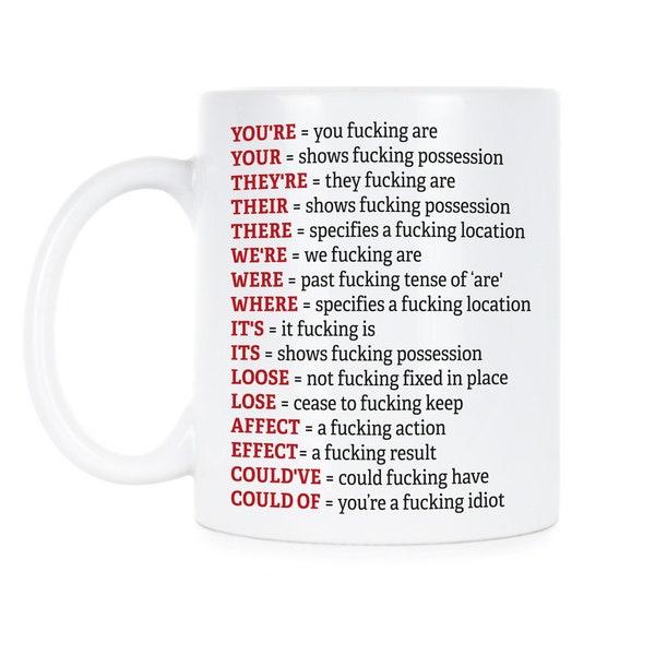 Grammar Police Grammar Mug Fuck Mug English Teacher Gift English Teacher Mug Angry Grammar Mug