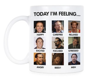 Nicolas Cage Mug Funny Meme Gift for Fans and Movie Lovers