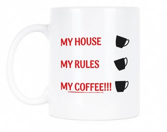 My House Rules Knives Out Mug for Coffee Lovers - Unique Gift Idea