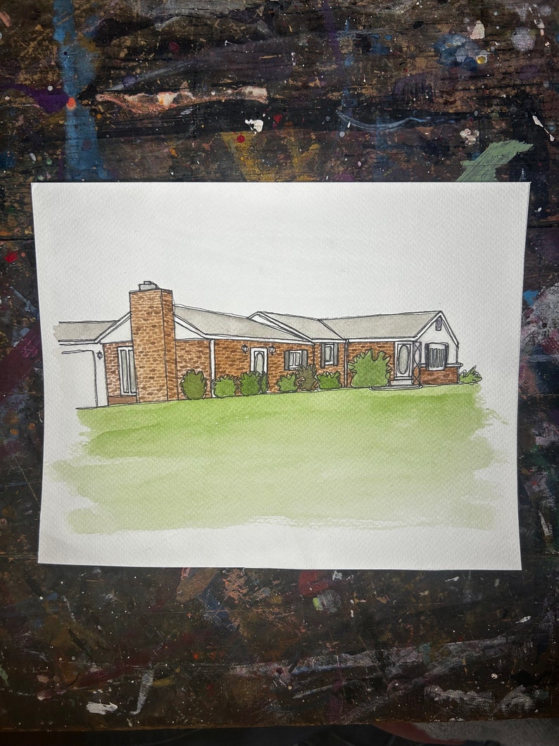 Watercolor House Portrait 8x10 image 3