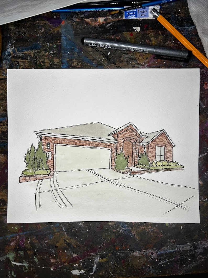 Watercolor House Portrait 8x10 image 2