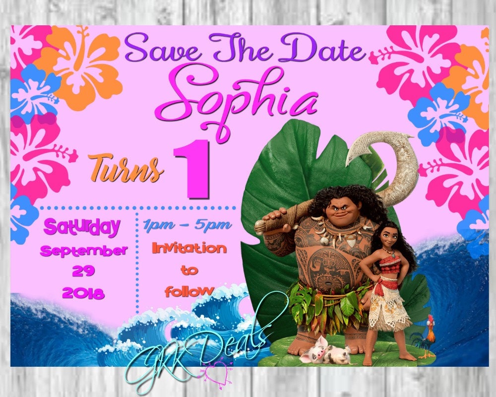 Moana Birthday 2nd Birthday Party Custom Made Save the Date - Etsy
