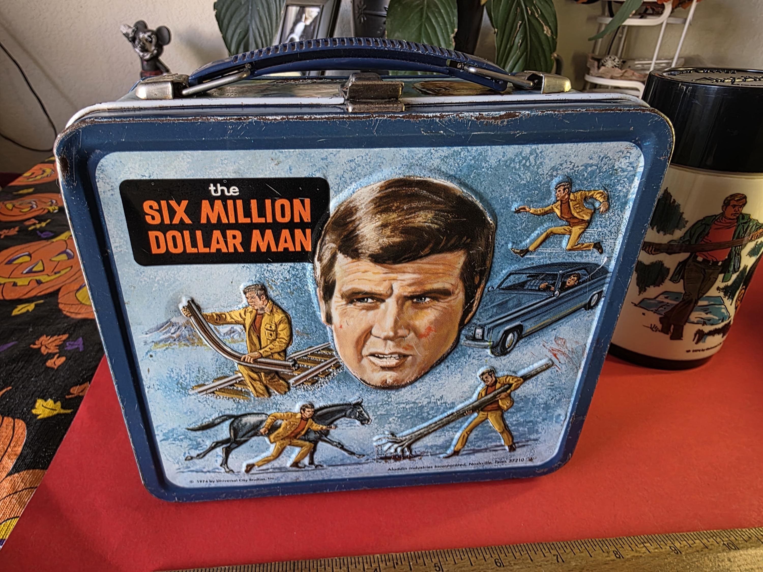 Vintage the Six Million Dollar Man Metal Lunchbox W Thermos Lee
